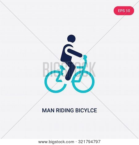 two colored man riding bicylce vector icon from behavior.