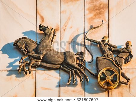Batumi, Georgia - July 10, 2019. Bas-reliefs - The Myth Of The Argonauts.