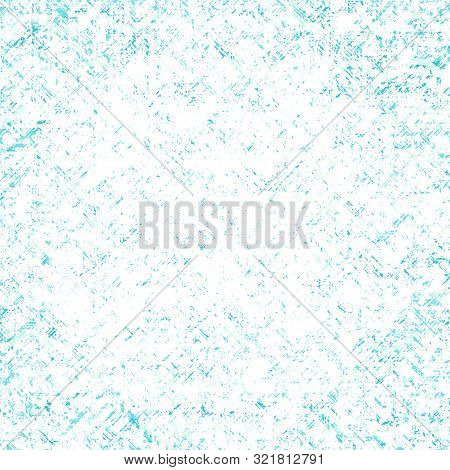 Vector Bright Turquoise Grunge Textured Background From Uneven Grungy Lines, Spots, Dots. The Effect