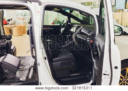 Ufa, Russia, 1 July, 2019: Toyota Alphard Car Is Displaying At Toyota.