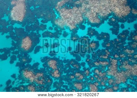 Coral Reef. Aerial photo of Ningaloo Reef in Australia. Shallow reefs are at risk from climate change 