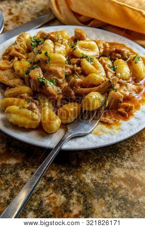 Hungarian Chicken Paprikash With Gnocchi Potato Dumplings And Basil
