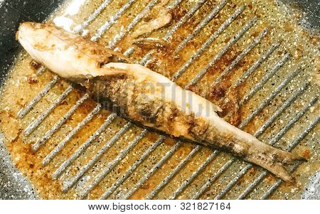 Close-up Of Fried Fish - Flathead Grey Mullet