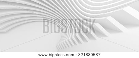 Abstract Architecture Background. 3d Illustration of White Circularl Building. Creative Engineering Concept