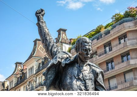 Montreux, Switzerland - July 26, 2019: Famous Sculpture Of Freddie Mercury, Singer Of The Famous Ban