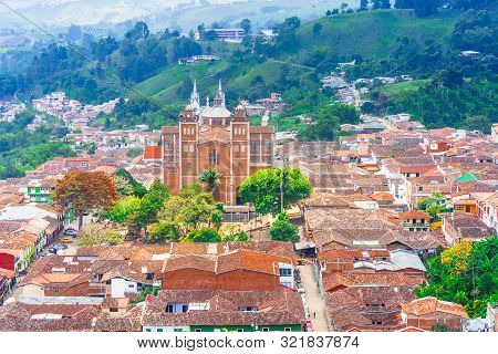View On Aerial View Of Village Jerico Antioquia, Colombia
