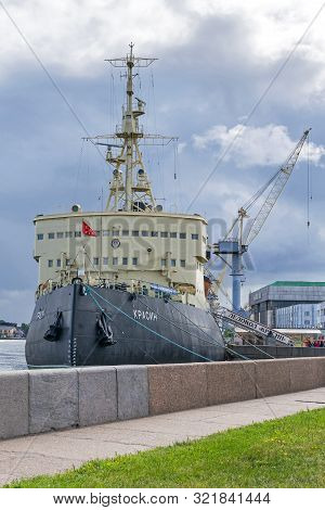 Saint Petersburg, Russia -  August 3, 2019: Icebreaker Krassin Built For The Imperial Russian Navy A