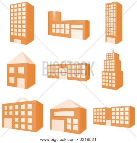 Conjunto de iconos de edificio