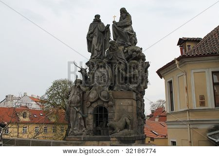 Statue on Charles Bridge Prague Czech,