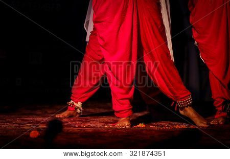Indian Classical Dance Form In Feet With Musical Anklet With Selective Focus And Blur