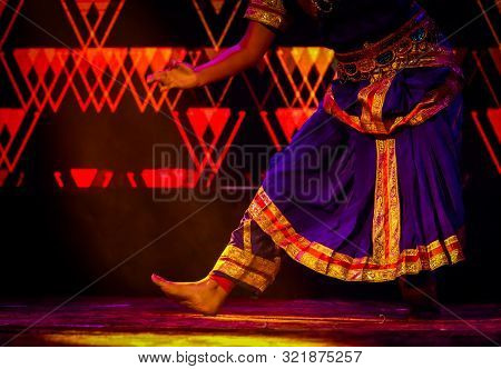 Indian Classical Dance Form In Feet With Musical Anklet With Selective Focus And Blur