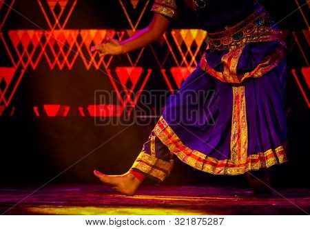 Indian Classical Dance Form In Feet With Musical Anklet With Selective Focus And Blur
