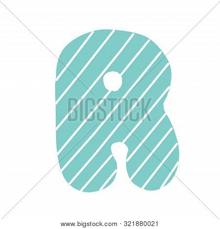 R Decorated Letter. Flat Style. Cartoon Children Letter R