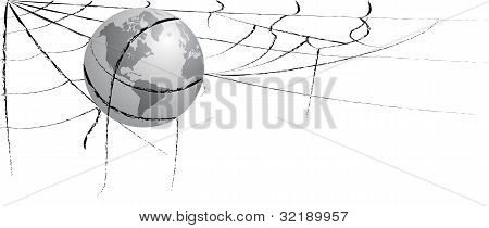 Земля, запутавшись в паутина