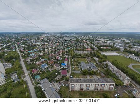 Sukhoy Log City. Aerial, Summer, Cloudy Day
