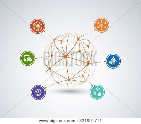 Abstract Circles Illustration - Infographic Network Template With Place For Your Content - Vector Im