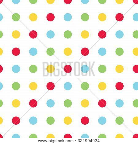 Bright Primary Color Polka Dot Vector Seamless Pattern
