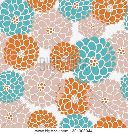 Seasonal Floral Pattern In Modern Fall Colors, Seamless Vector Pattern