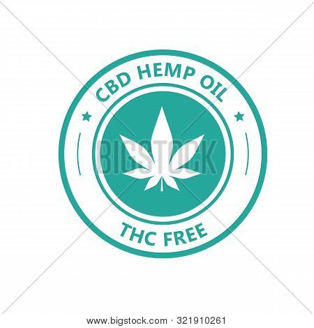 Hemp Derived Cbd Oil Stamp, Thc Free Icon, Marijuana Oil Label