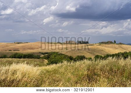 Summer Landscape Along The Road From Gambassi Terme To Volterra, Tuscany, Italy