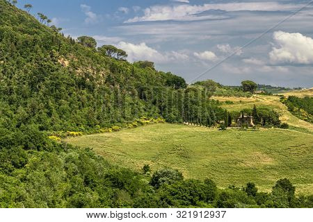 Summer Landscape Along The Road From Gambassi Terme To Volterra, Tuscany, Italy