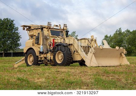 Armored Wheel Loader In Deser Camouflage From German Army