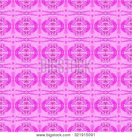 Pink Square Allover Seamless Pattern. Hand Drawn Watercolor Ornament. Amazing Repeating Design. Lika