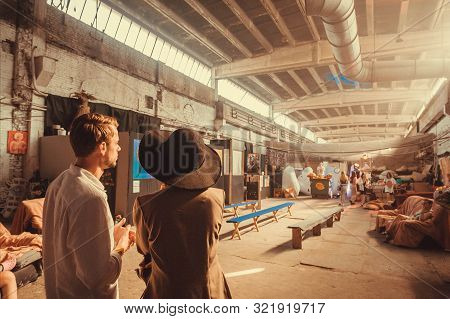 Kyiv, Ukraine: Abandoned Factory Remade In Music Club With Some Young Visitors Of Urban City Area On