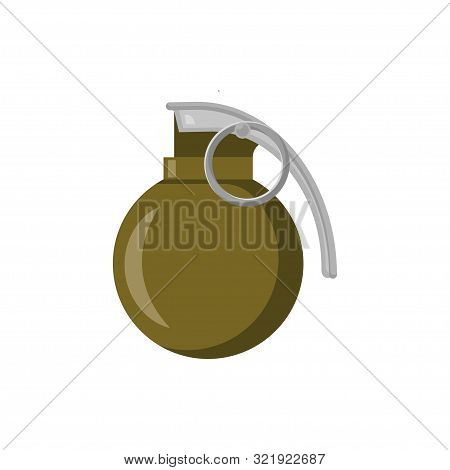 Bomb Green Grenade In Flat Style, Vector