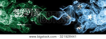 Saudi Arabia Kingdom Vs Micronesia, Micronesian Smoky Mystic Flags Placed Side By Side. Thick Colore