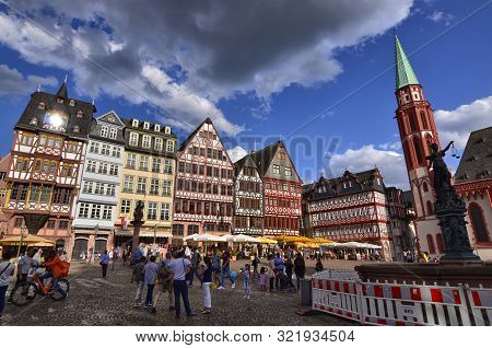 Frankfurt Am Main, Germany, August 2019. The Römerberg