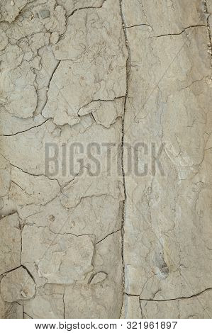 Gray Rough Rough Rock With Large Cracks.