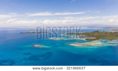 Bucas Grande Island, Philippines. Beautiful Lagoons With Atolls And Islands, View From Above. Seasca