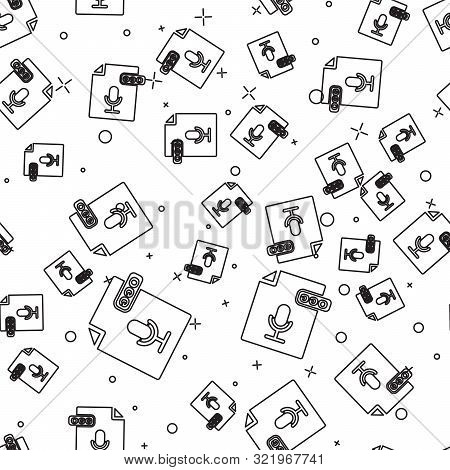 Black Line Ogg File Document. Download Ogg Button Icon Isolated Seamless Pattern On White Background