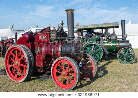 Blandford Forum.dorset.united Kingdom.august 24th 2019.restored Traction Engines Are On Display At T