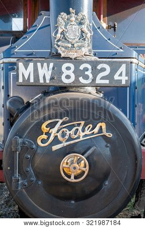 Blandford Forum.dorset.united Kingdom.august 24th 2019.close Up Of The Front Of A Foden Steam Powere