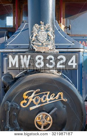 Blandford Forum.dorset.united Kingdom.august 24th 2019.close Up Of The Front Of A Foden Steam Powere