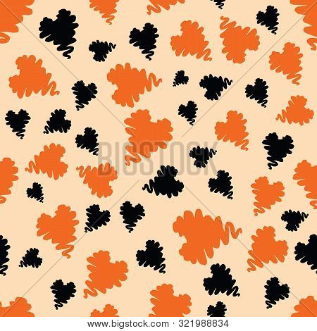 Halloween Holiday Design With Orange And Black Grunge Abstract Hearts Elements.