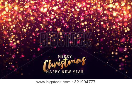 Christmas Light Vector Background. Happy Hew 2020 Year. Sparkling Magical Dust Particles. Xmas Card.