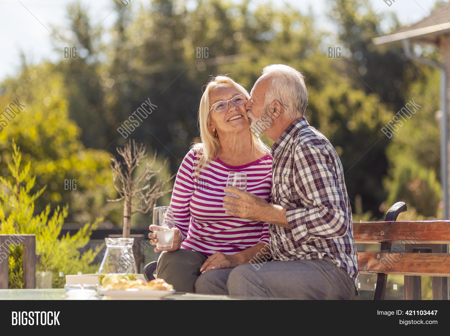 Senior Couple Having Image and Photo image