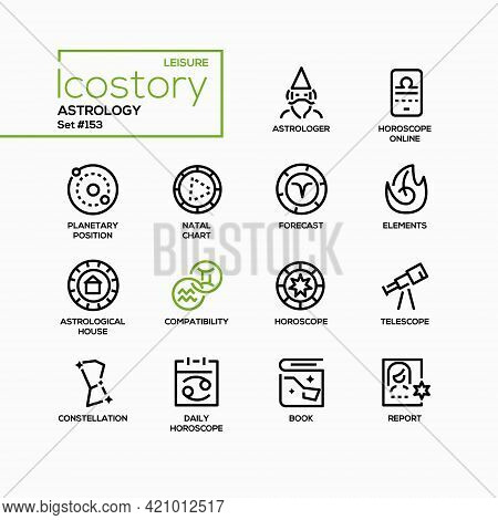 Astrology Concept - Line Design Style Icons Set