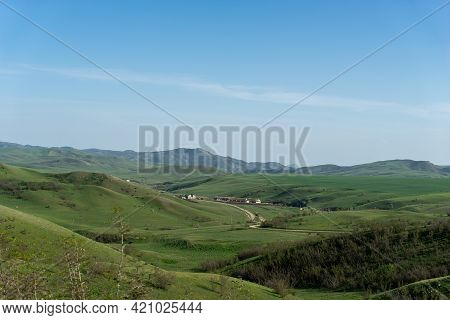 Pastoral Landscape In Green Kahetia Fields