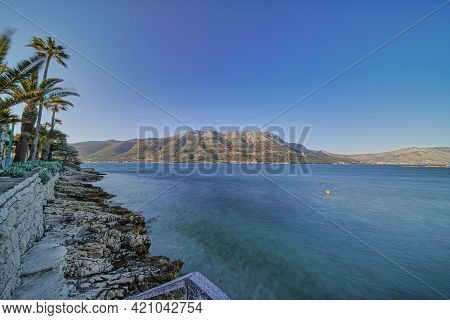 Long Exposure Wide Panoramic Shot Of The Peljesac Peninsula