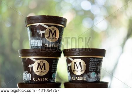 Samut Prakan, Thailand - May 20, 2021 : The New Magnum Mini Cup Of Magnum Classic Ice Cream One Of T