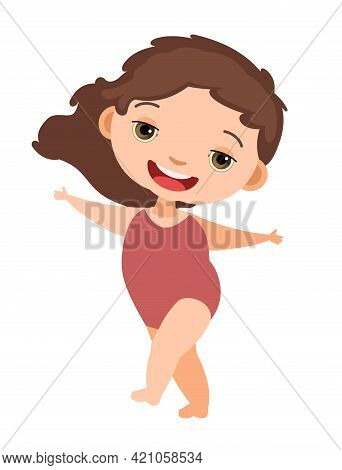 The Cheerful Girl Rejoices. Prepared For Water Games In The Sea, River Or Pool. In Beachwear. Isolat