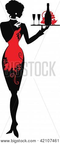 Sagoma di donna cameriere