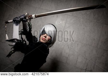Kiev, Ukraine - May 20, 2018: Comic Con, An Annual Festival Of Geek Culture In Kiev, Ukraine. Cospla