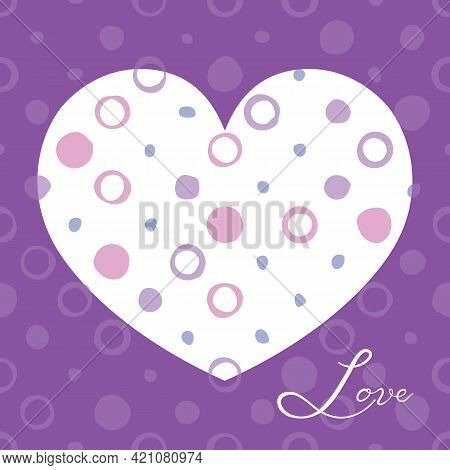 Vector Doodle Scaterred Bubbles Texture. Heart Silhouette Symbol Frame. Square Pattern Invitation, G