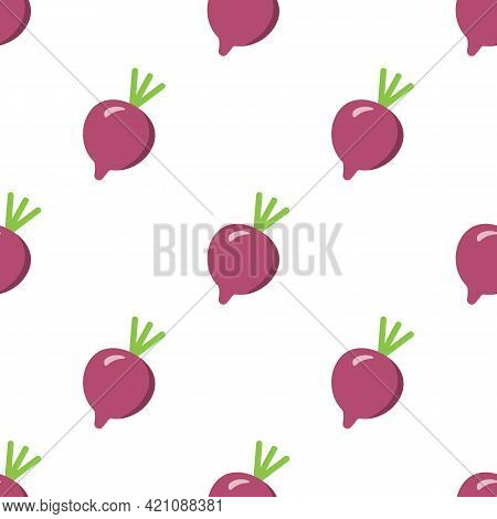 Beet Pattern. Seamless Texture With Ripe Beetroot. Use As A Pattern Fill