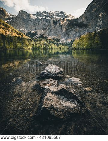 Lake Hinterer Langbathsee In Upper Austria During Summer